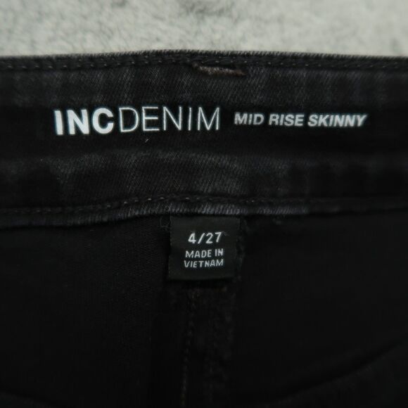 INC International Concepts Jeans Women's 4/27 Black Mid-Rise Skinny 28.5" Inseam - Picture 7 of 15